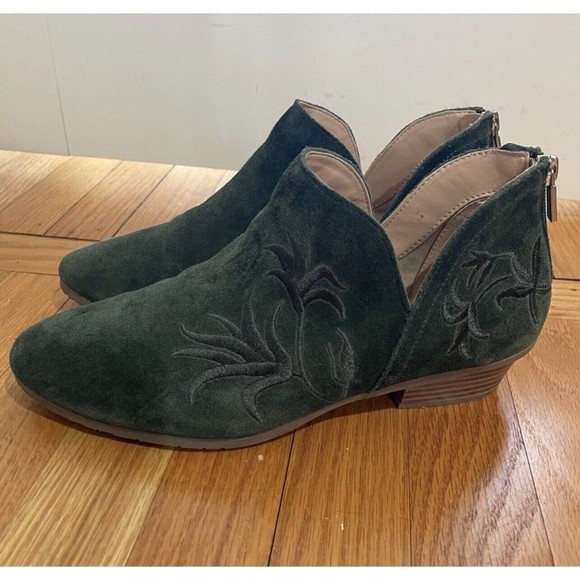 Kenneth Cole Reaction Side Gig Women's Embroidered Green Ankle Bootie Size 10 - Picture 6 of 12